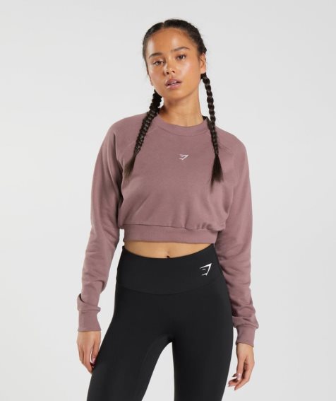 Women's Gymshark Training Cropped Sweatshirts Rose | NZ 5QBXRD